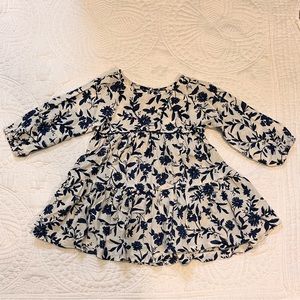 Old Navy baby Dress - 12-18 month - white and navy floral